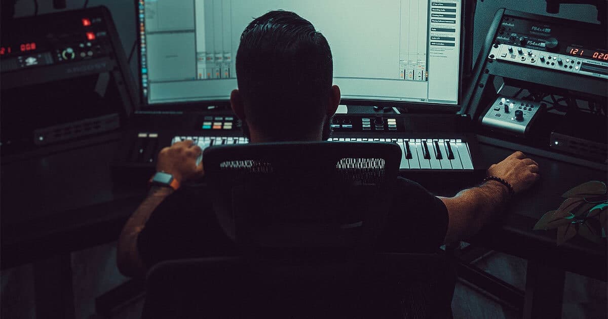 KAN samples audio workstation person in chair facing monitor